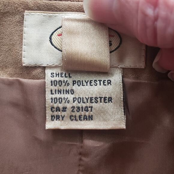 New Vintage Talbots Suede Like Flat Front Straight Leg High Rise Tan Lined Pants - Picture 7 of 9